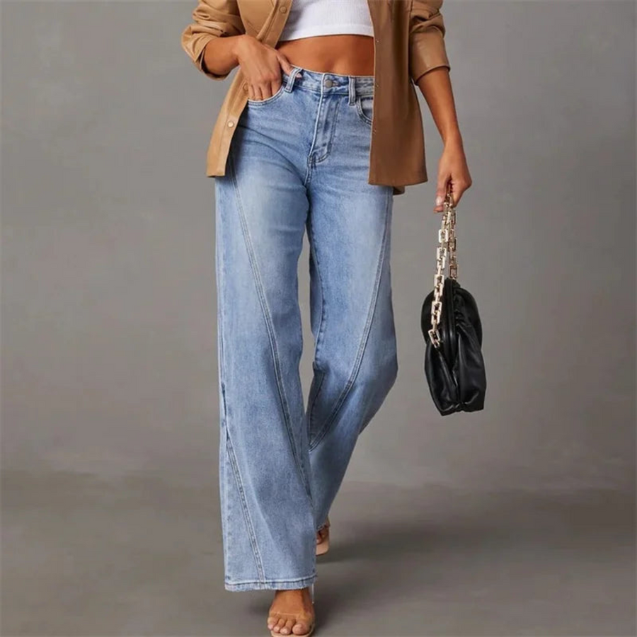 High-Waisted Light Wash Wide-Leg Jeans