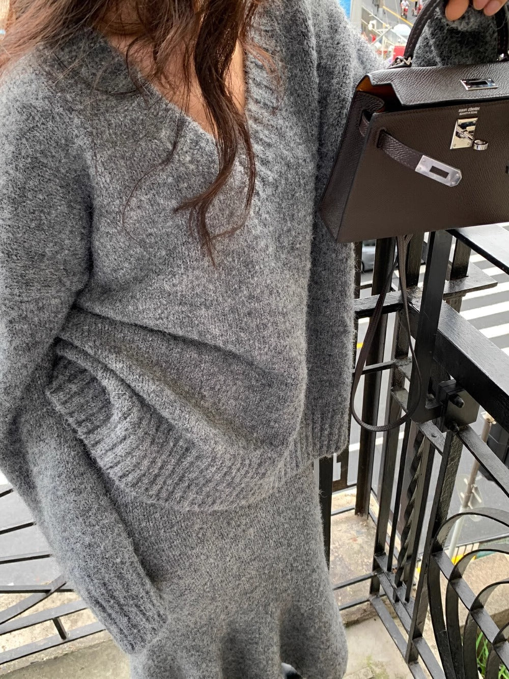 Cozy Knit Two-Piece Sweater and Maxi Skirt Set