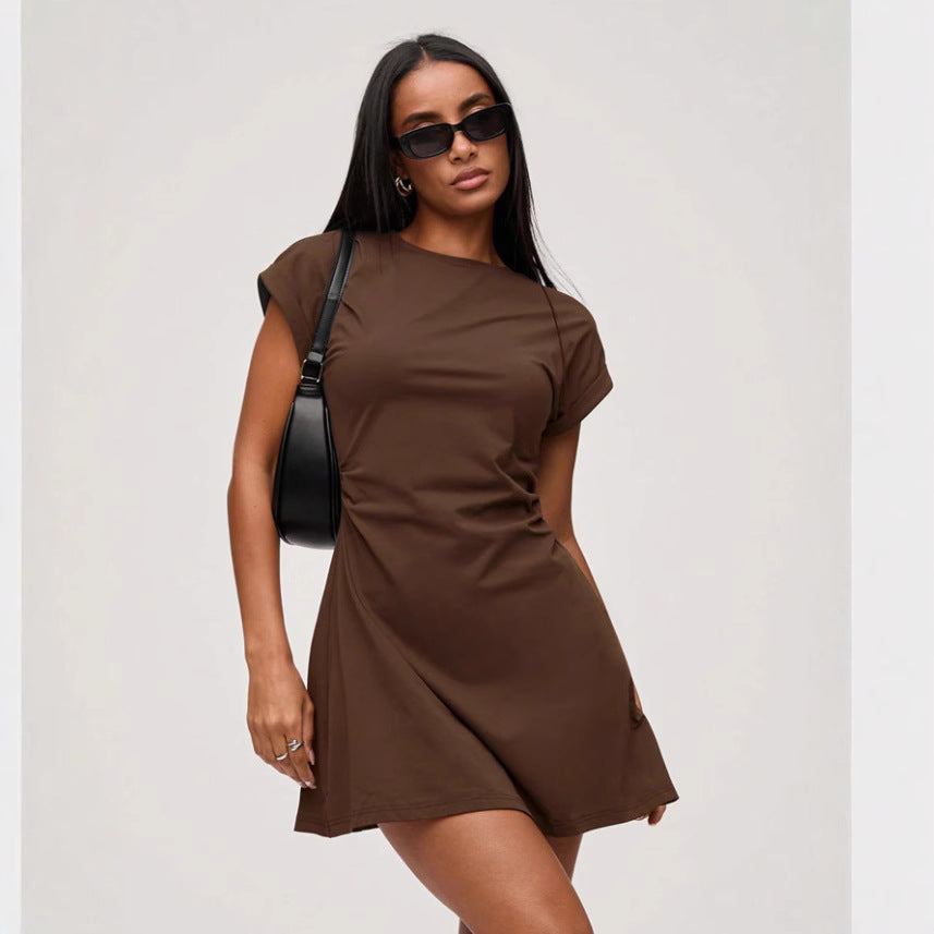 Short Sleeve Asymmetrical Mini Dress