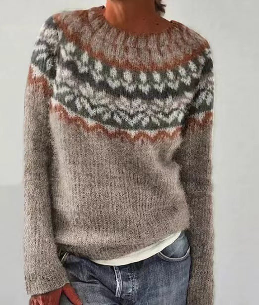 Colorful Nordic Pattern Knit Sweater