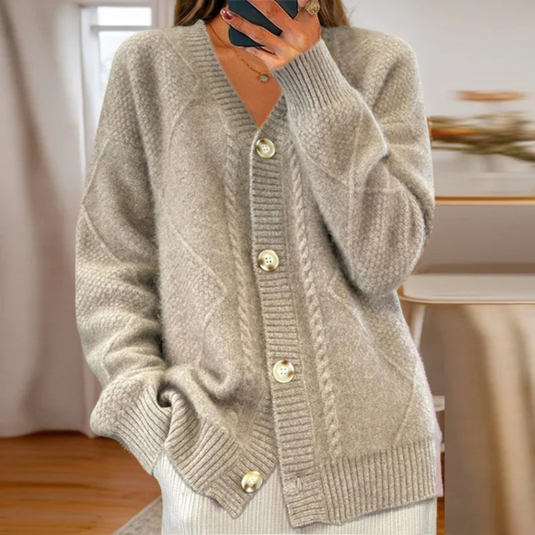 Textured Knit Button-Front Cardigan Sweater