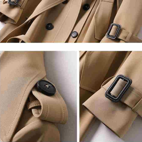 Women’s Long Double-Breasted Belted Trench Coat