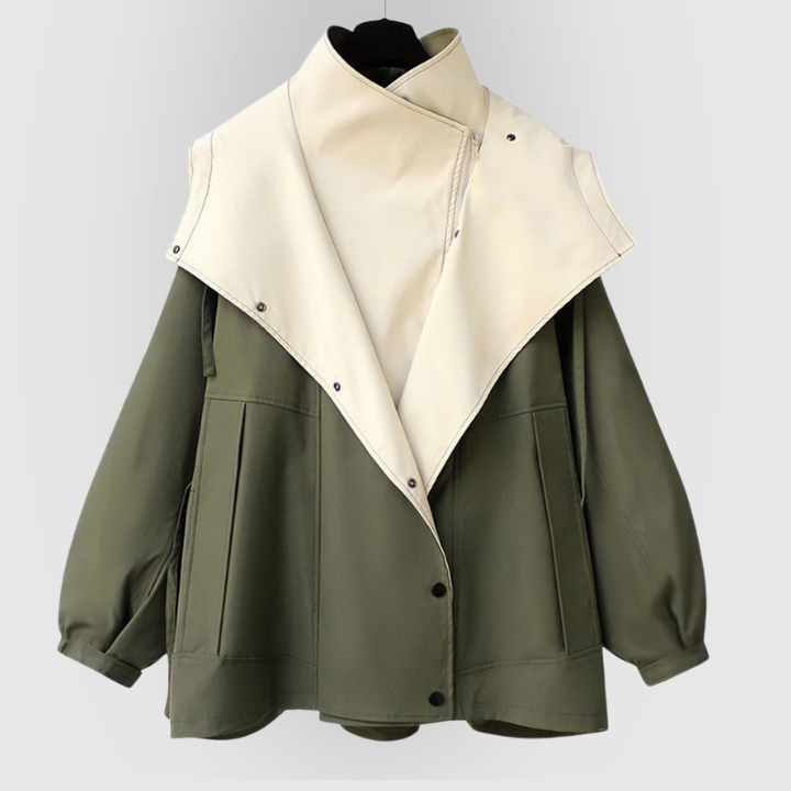 Two-Tone Oversized Hooded Windbreaker Jacket