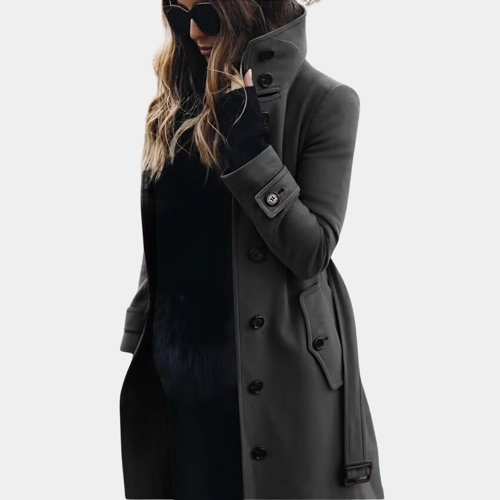 Women’s Double-Breasted Long Wool Blend Coat