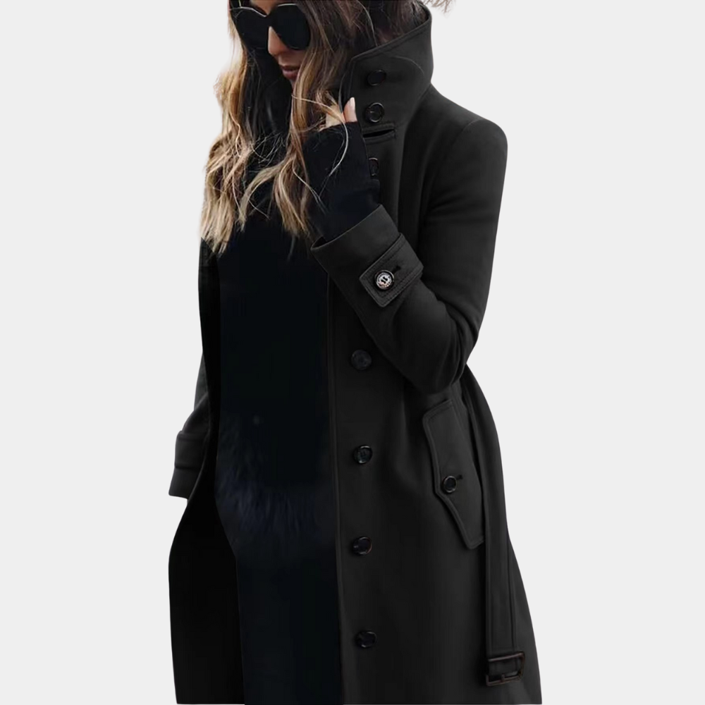 Women’s Double-Breasted Long Wool Blend Coat