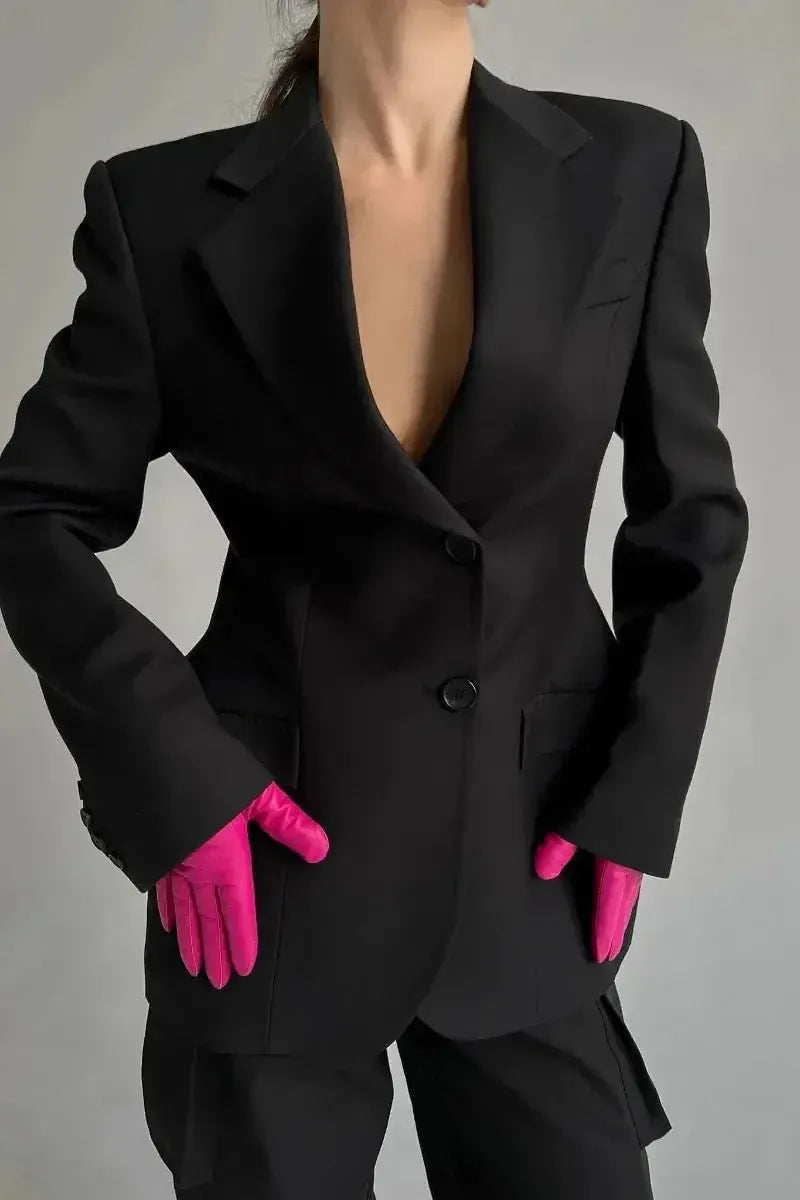Tailored Double Breasted Blazer Jacket with Structured Fit