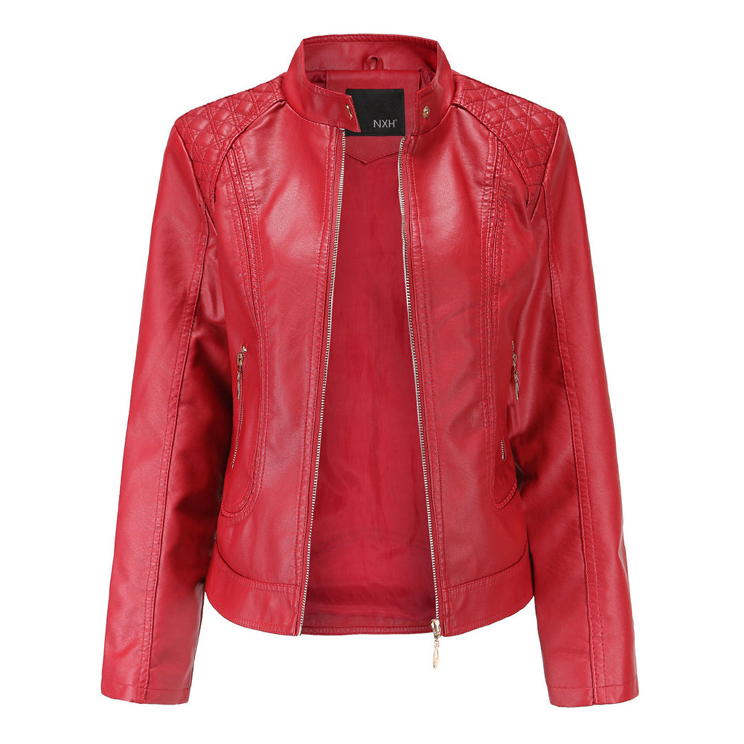 Women’s Quilted Faux Leather Moto Jacket