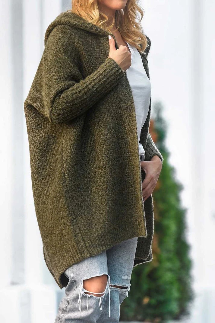 Oversized Hooded Knit Cardigan Jacket