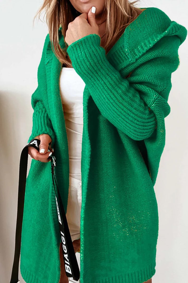 Oversized Hooded Knit Cardigan Jacket