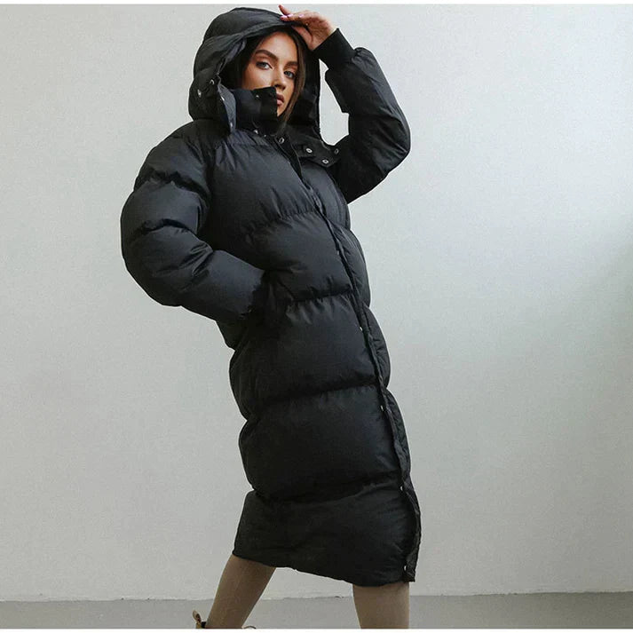 Women’s Long Hooded Puffer Coat with Ultra-Warm Insulation