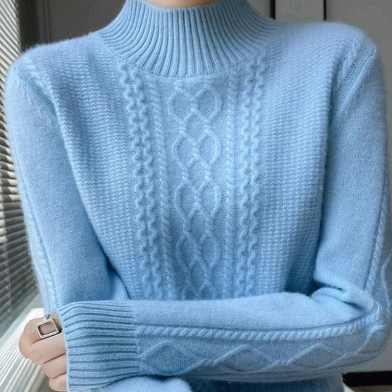 Cable Knit High Neck Sweater for Soft Seasonal Style