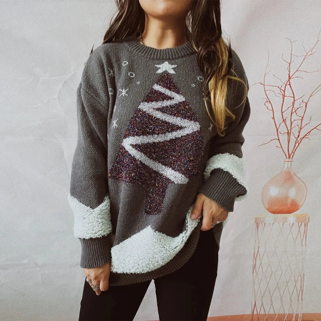 Festive Christmas Tree Knit Sweater for Cozy Holiday Style