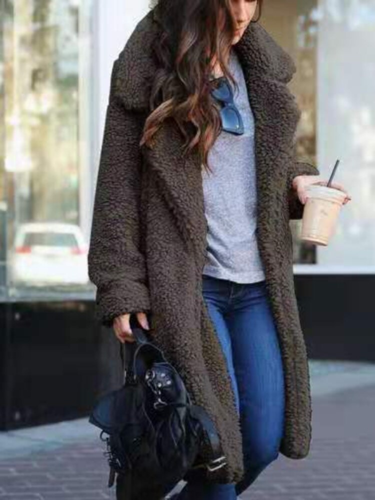 Women’s Long Sherpa Teddy Coat
