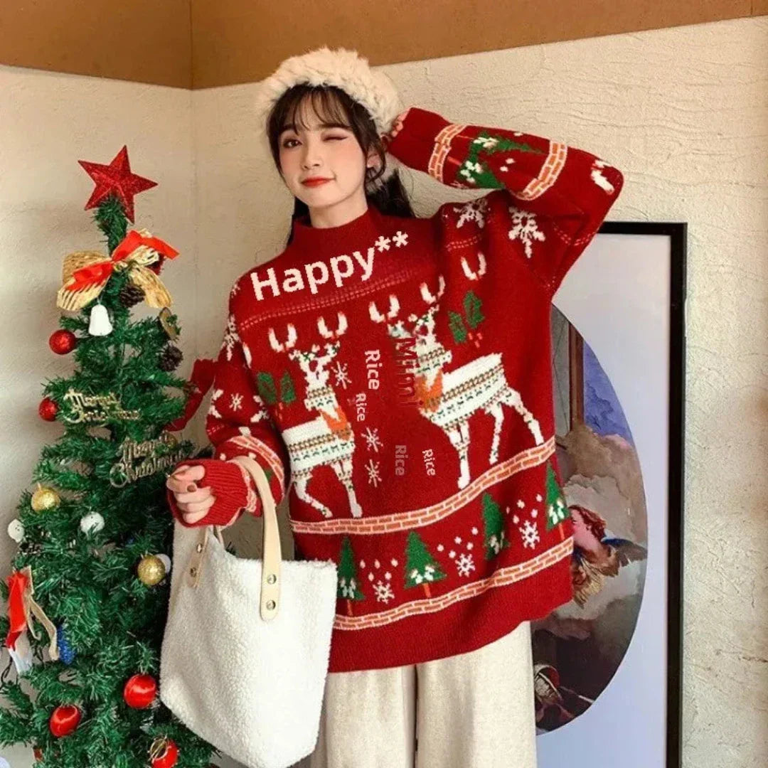 Festive Winter Scene Knit Sweater for Cozy Holiday Style