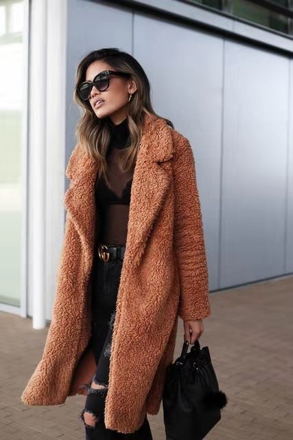 Women’s Long Sherpa Teddy Coat