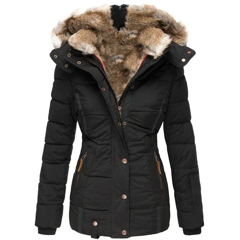 Women’s Insulated Winter Parka with Faux Fur Hood