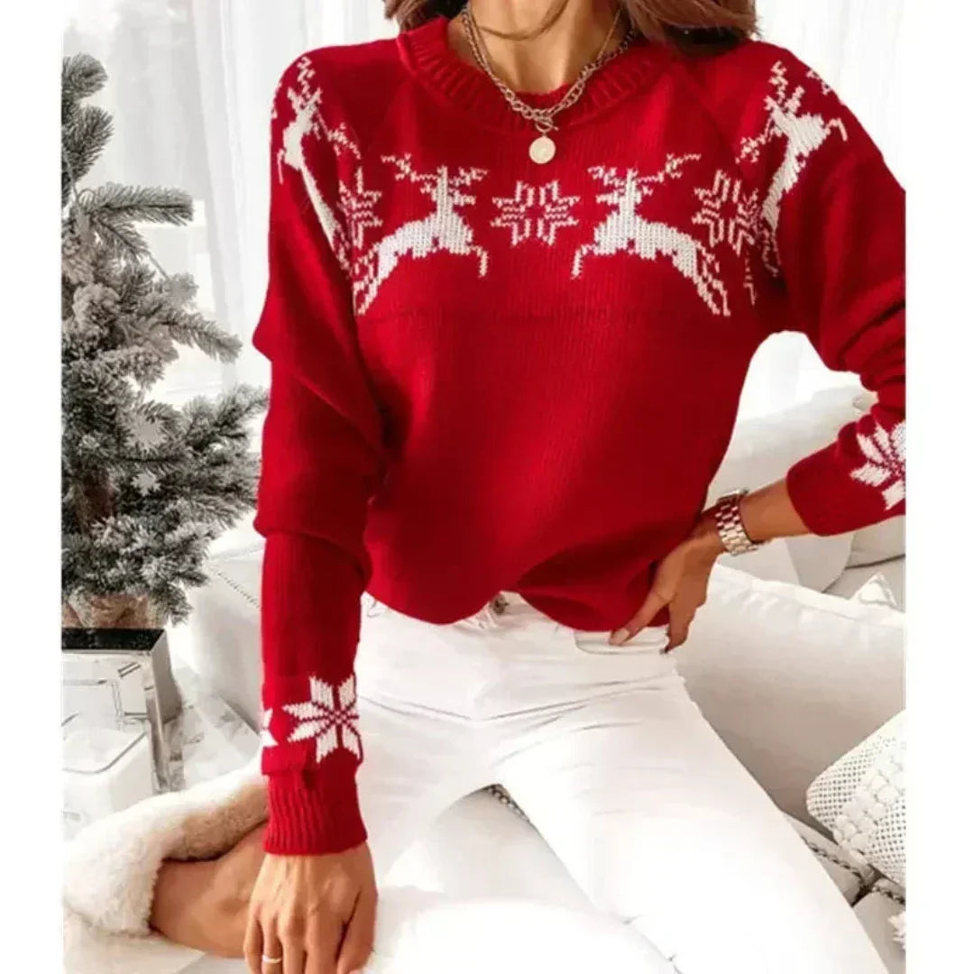 Festive Snowflake Knit Sweater for Cozy Winter Style