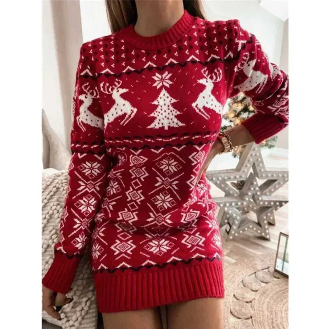 Festive Knit Sweater Dress for Cozy Winter Style