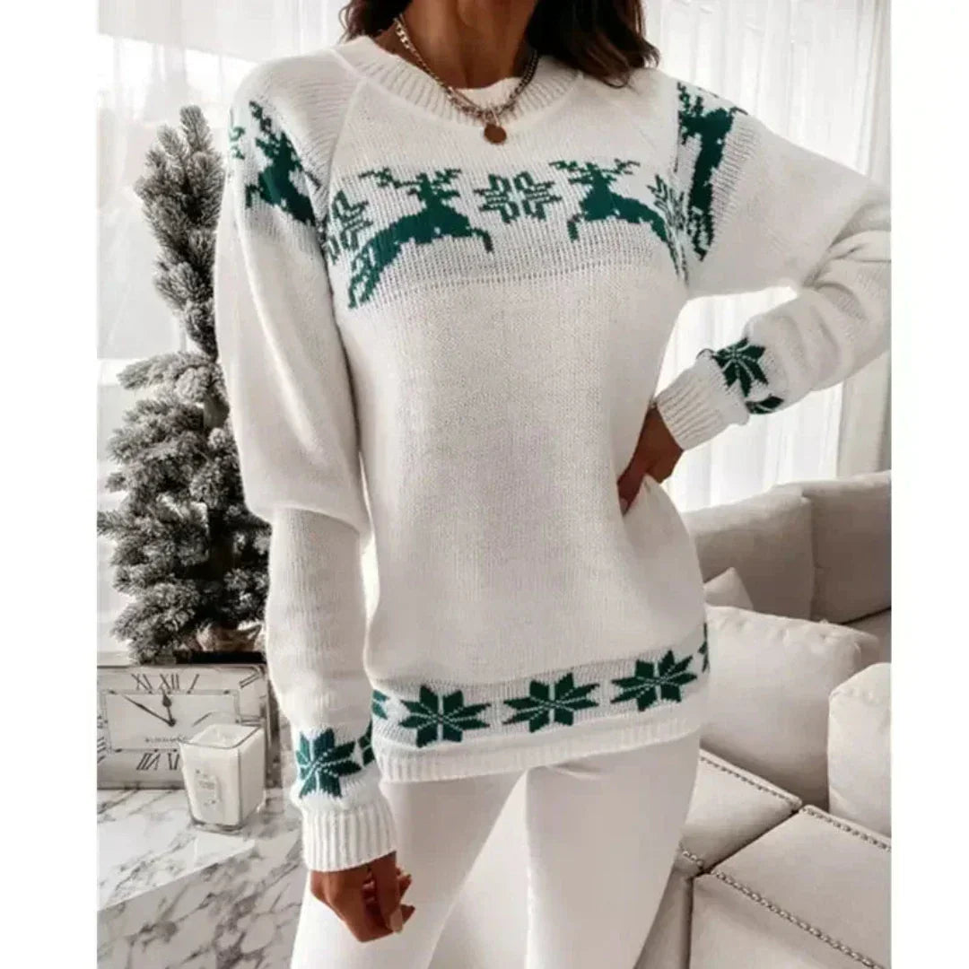 Festive Snowflake Knit Sweater for Cozy Winter Style