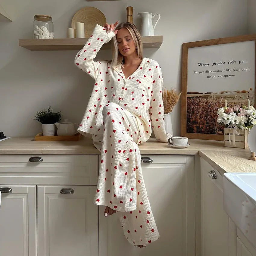 Soft Printed Long Sleeve Pajama Set