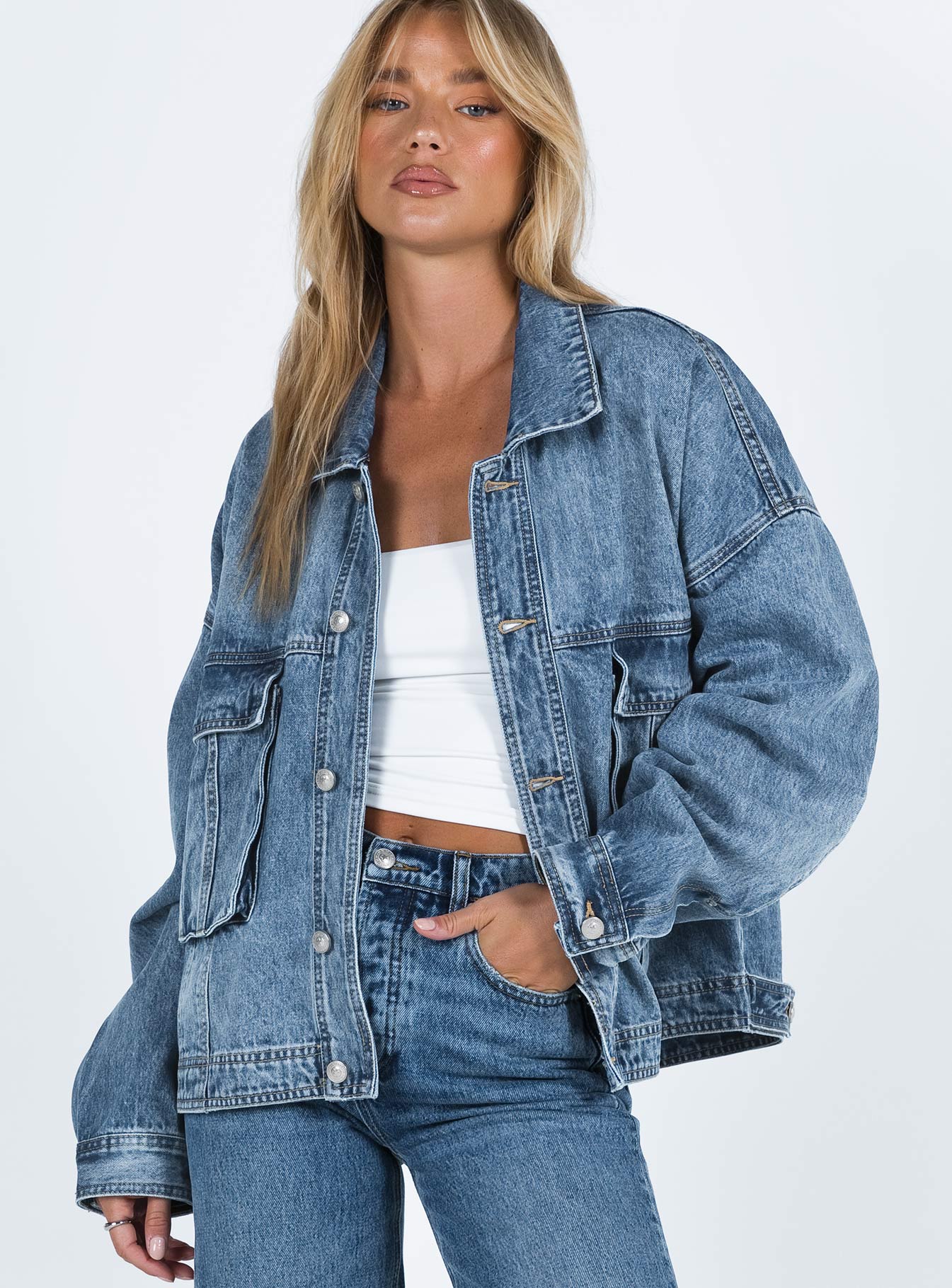 Oversized Vintage Wash Denim Jacket