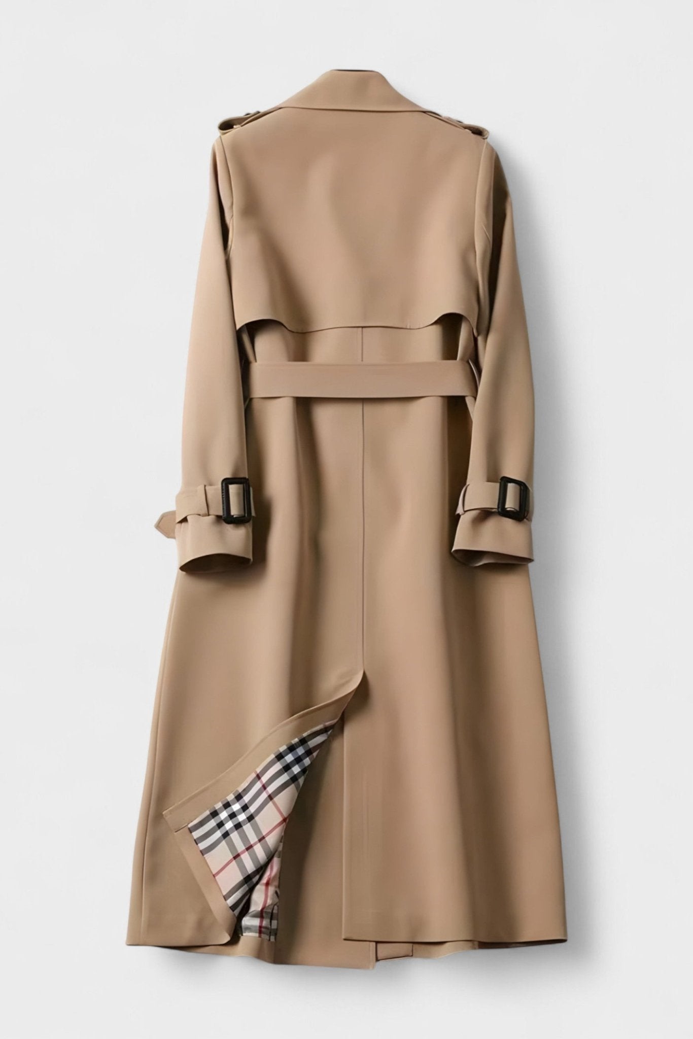 Classic Double Breasted Trench Coat with Belted Waist