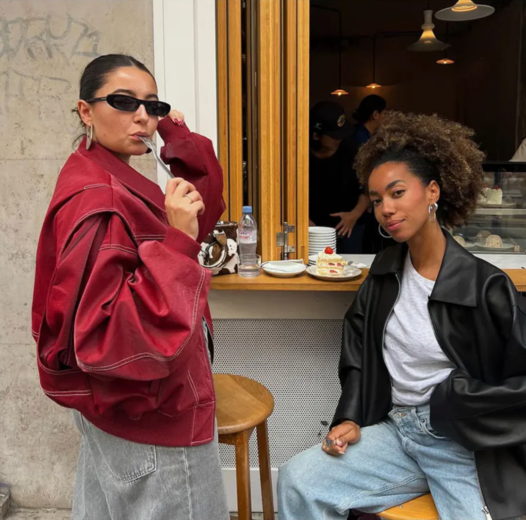 Oversized Faux Leather Bomber Jacket for Street Style Edge