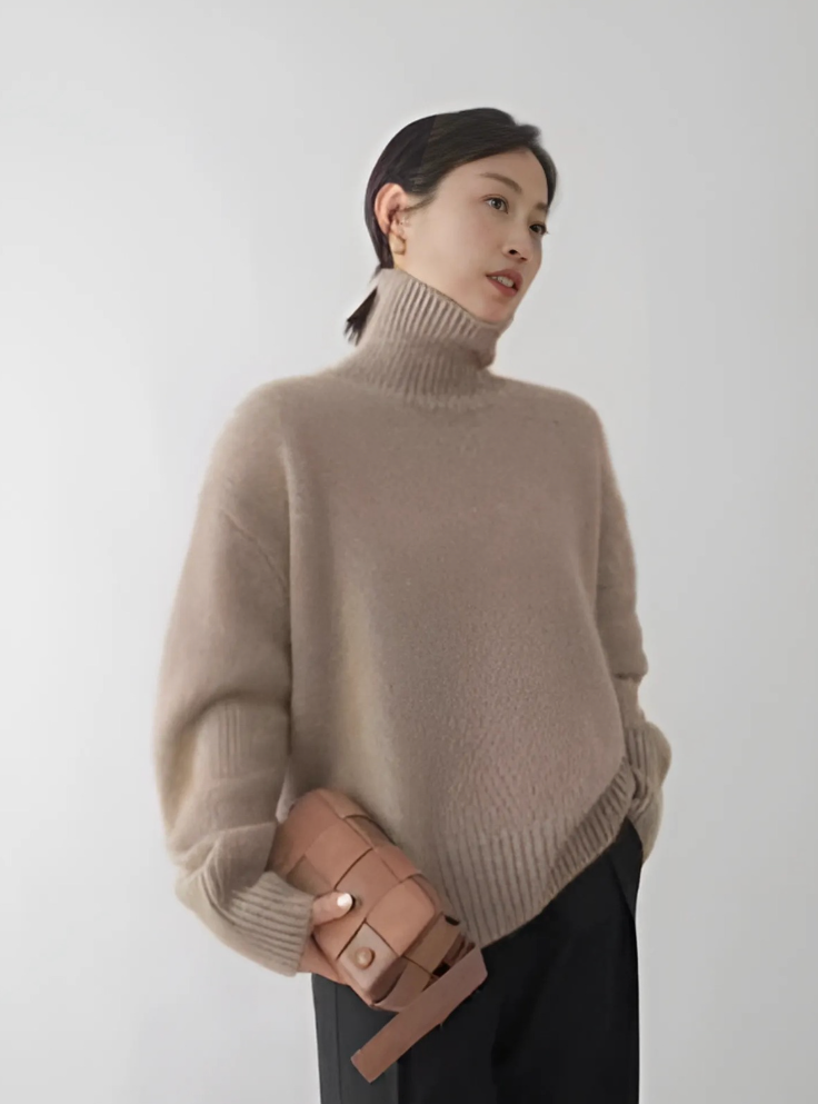 Soft Knit Turtleneck Sweater with Relaxed Silhouette