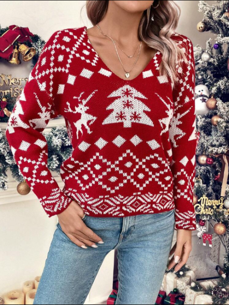 Festive Open Back Knit Sweater for Holiday Style