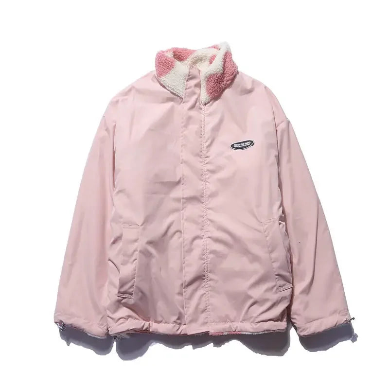 Heart Print Zip-Up Fleece Jacket