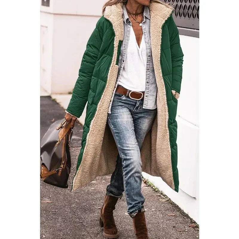 Long Sherpa Lined Puffer Coat for Cozy Winter Warmth