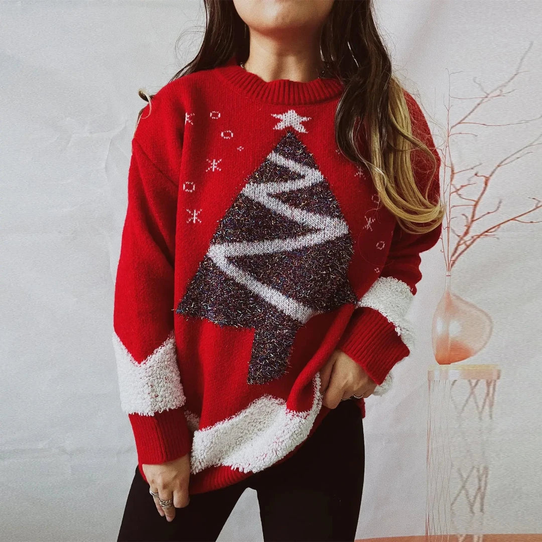 Festive Christmas Tree Knit Sweater for Cozy Holiday Style