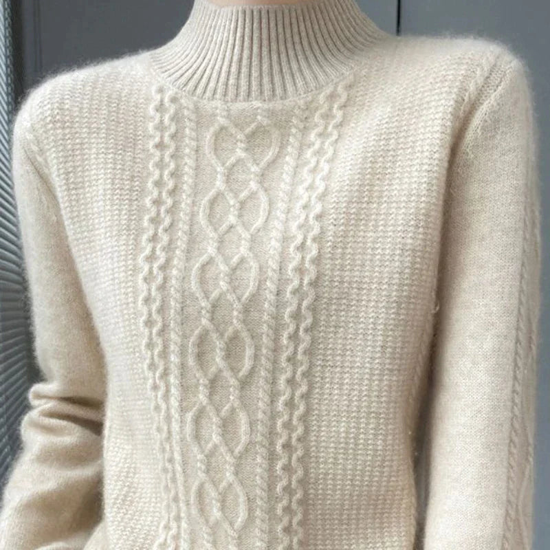 Cable Knit High Neck Sweater for Soft Seasonal Style