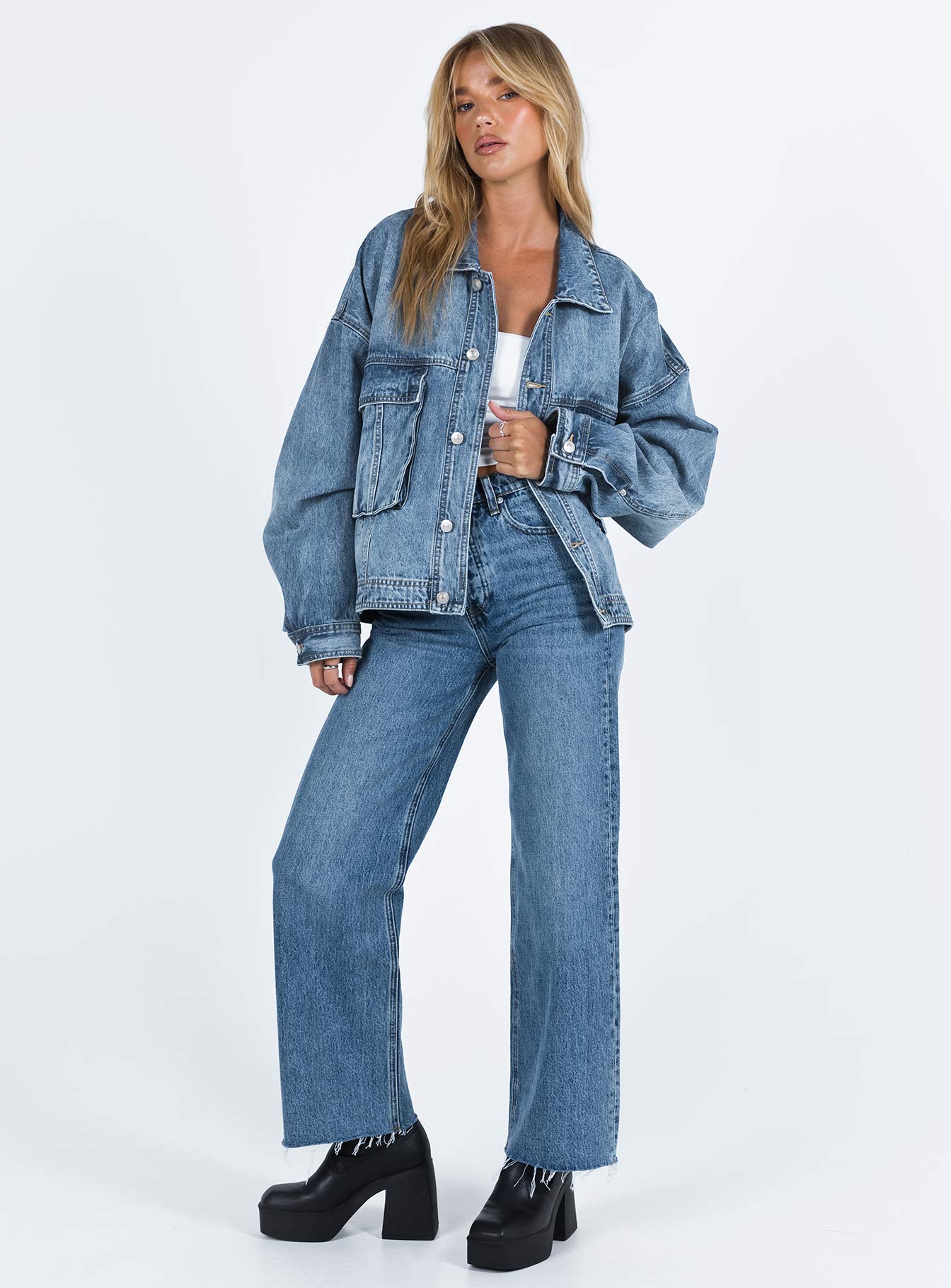 Oversized Vintage Wash Denim Jacket