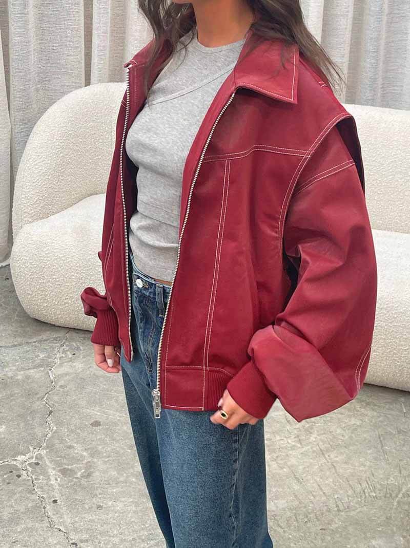 Women’s Oversized Faux Leather Jacket