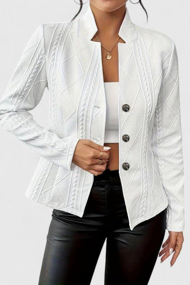 Tailored Button Front Blazer Jacket with Structured Fit