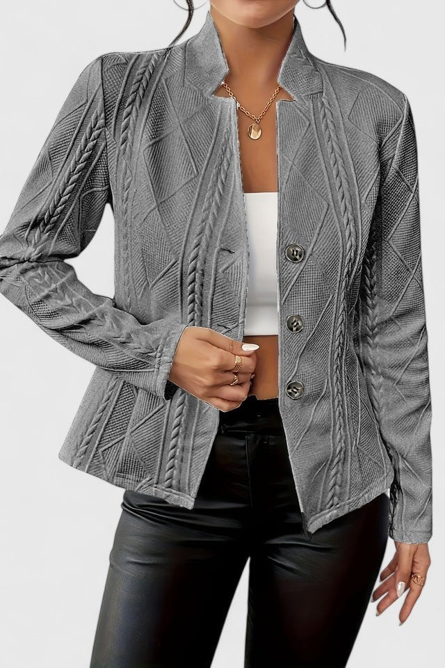 Tailored Button Front Blazer Jacket with Structured Fit