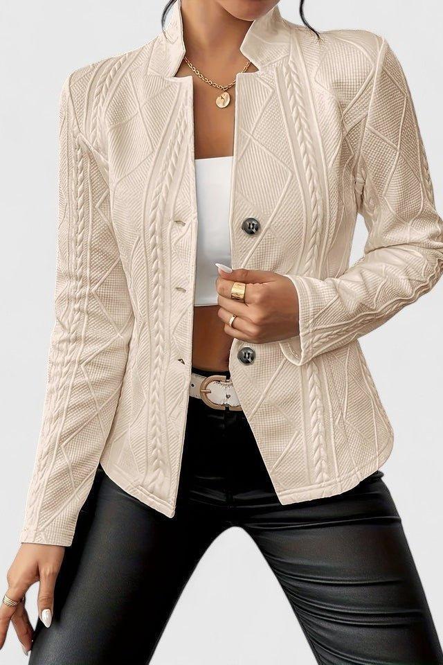 Tailored Button Front Blazer Jacket with Structured Fit