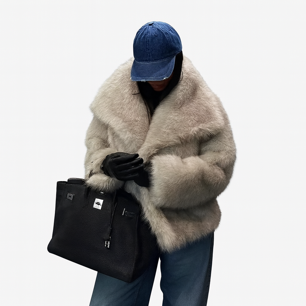 Women’s Plush Faux Fur Open-Front Jacket