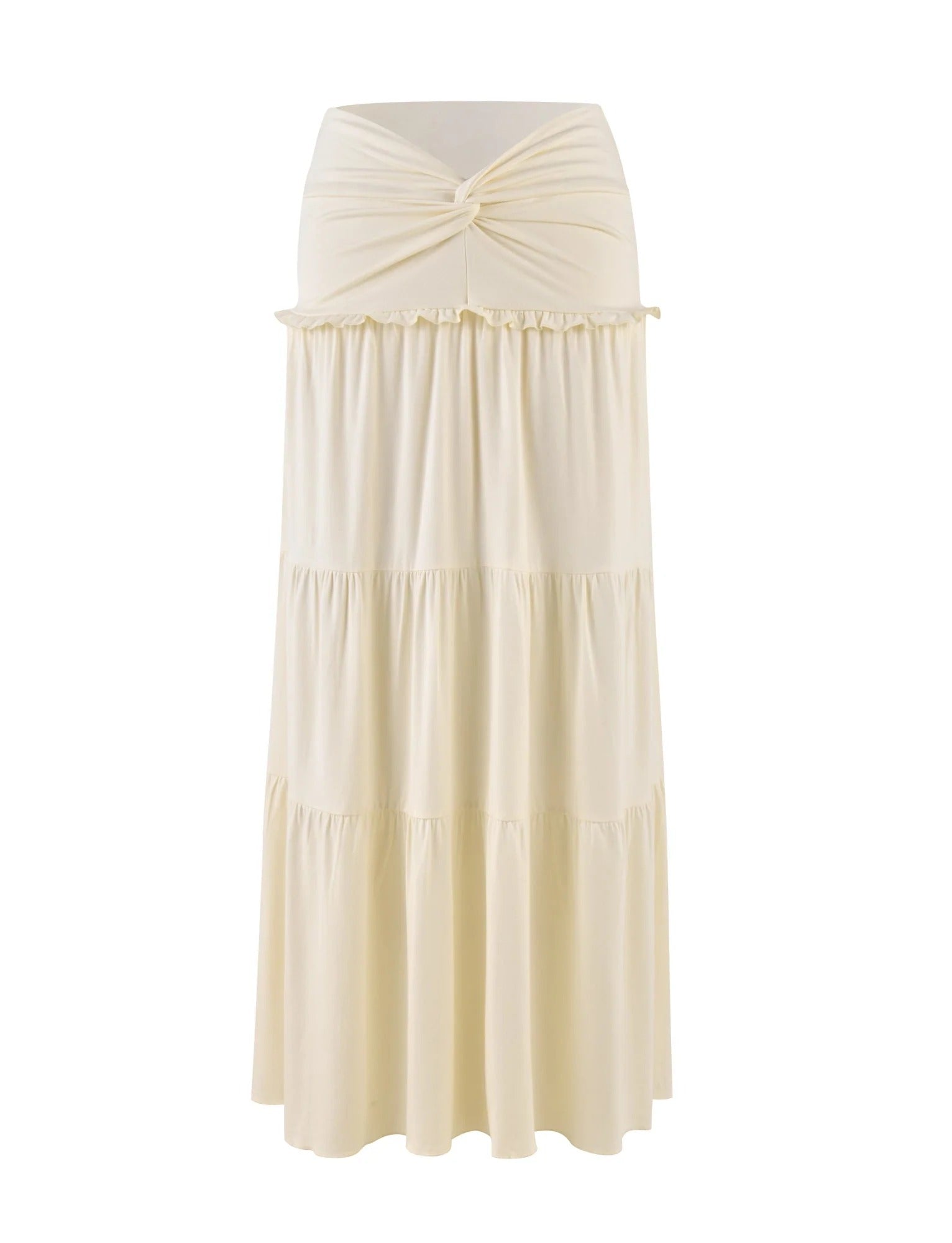 Halter Twist Crop Top and Pleated Maxi Skirt Set