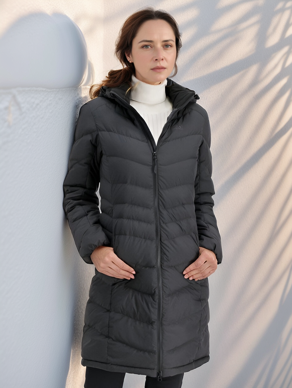 Women’s Long Hooded Puffer Coat – Ultra-Warm Lightweight Winter Jacket