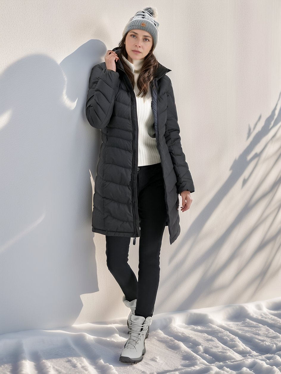 Women’s Long Hooded Puffer Coat – Ultra-Warm Lightweight Winter Jacket