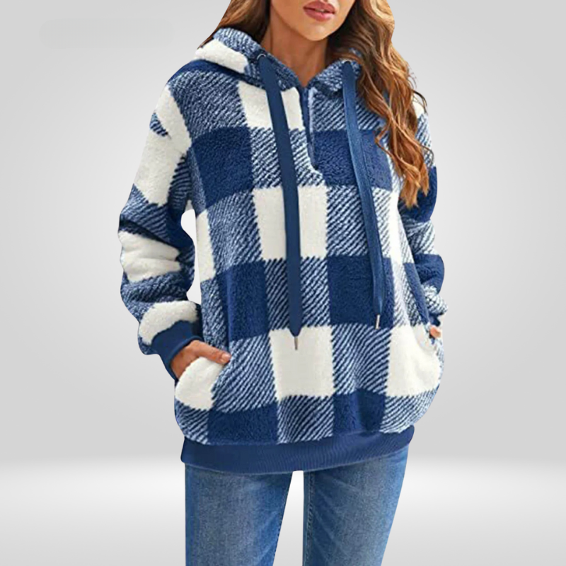 Women’s Plaid Sherpa Hoodie for Warm Cozy Everyday Comfort