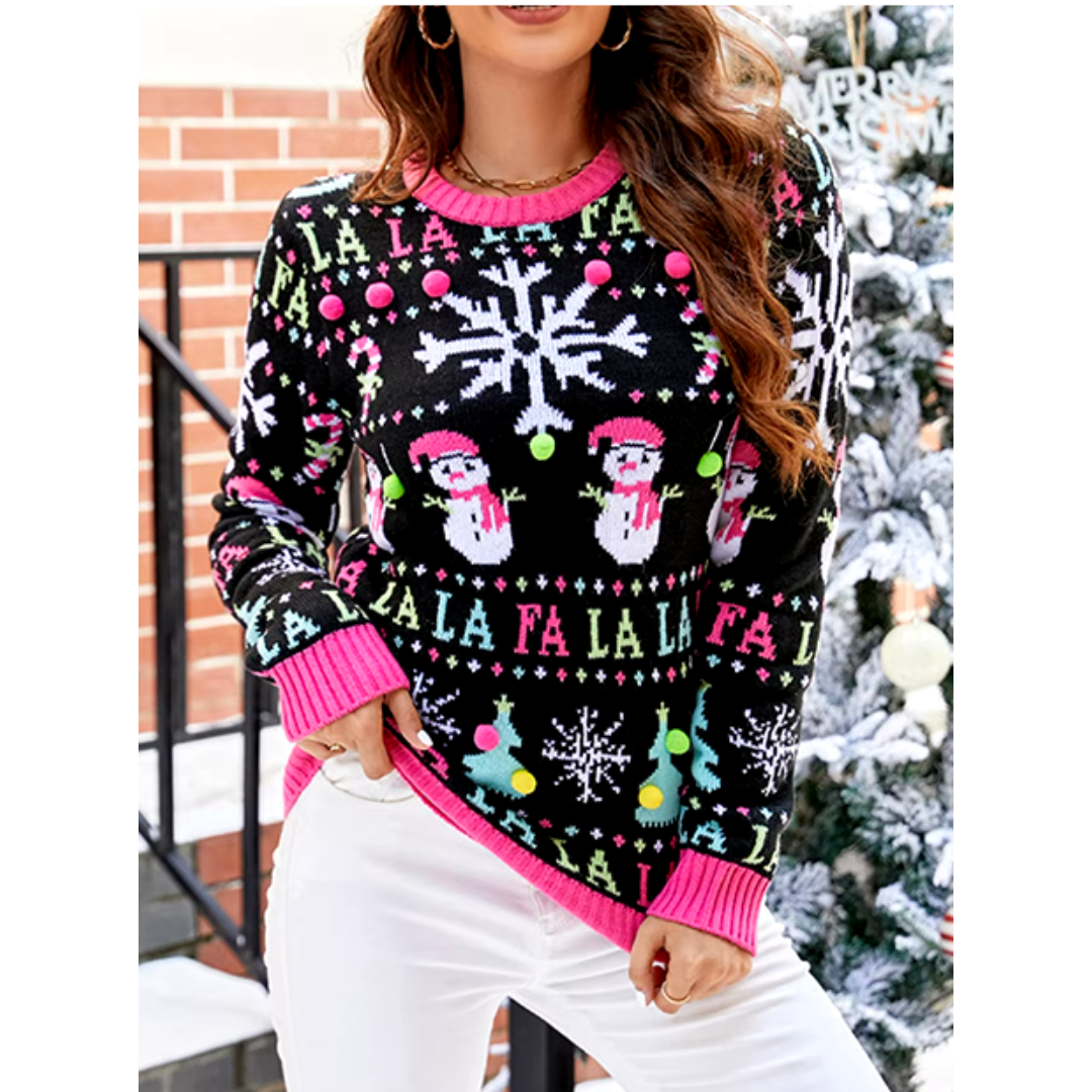 Festive Graphic Knit Sweater for Cozy Holiday Style