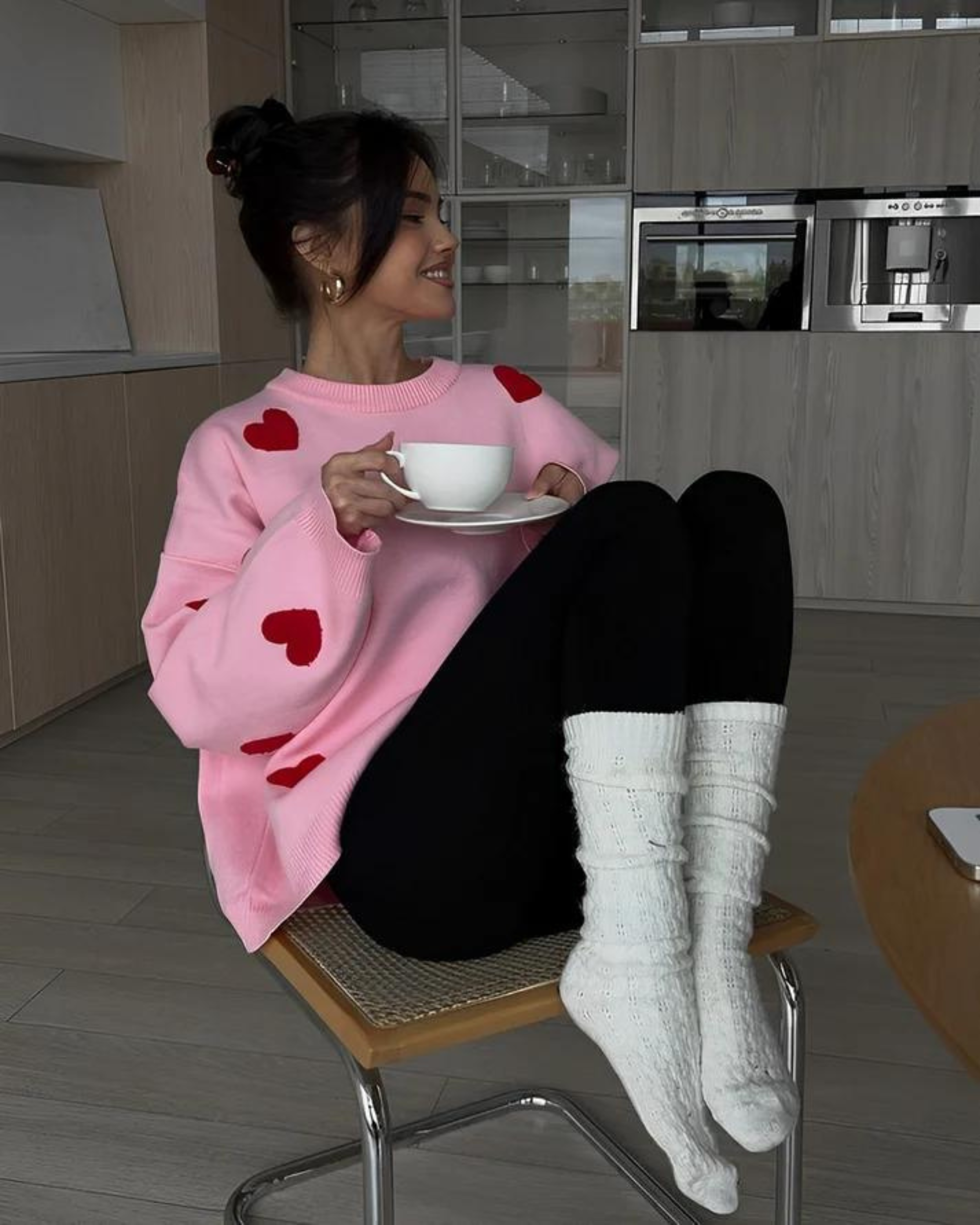 Heart Pattern Oversized Sweater