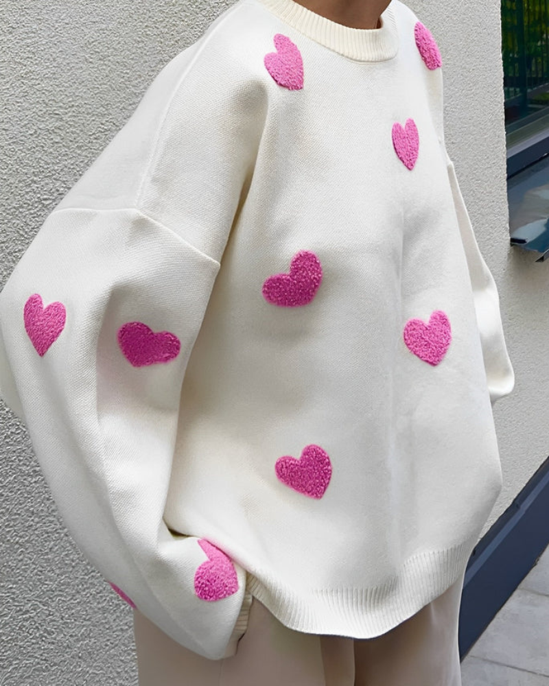 Heart Pattern Oversized Sweater