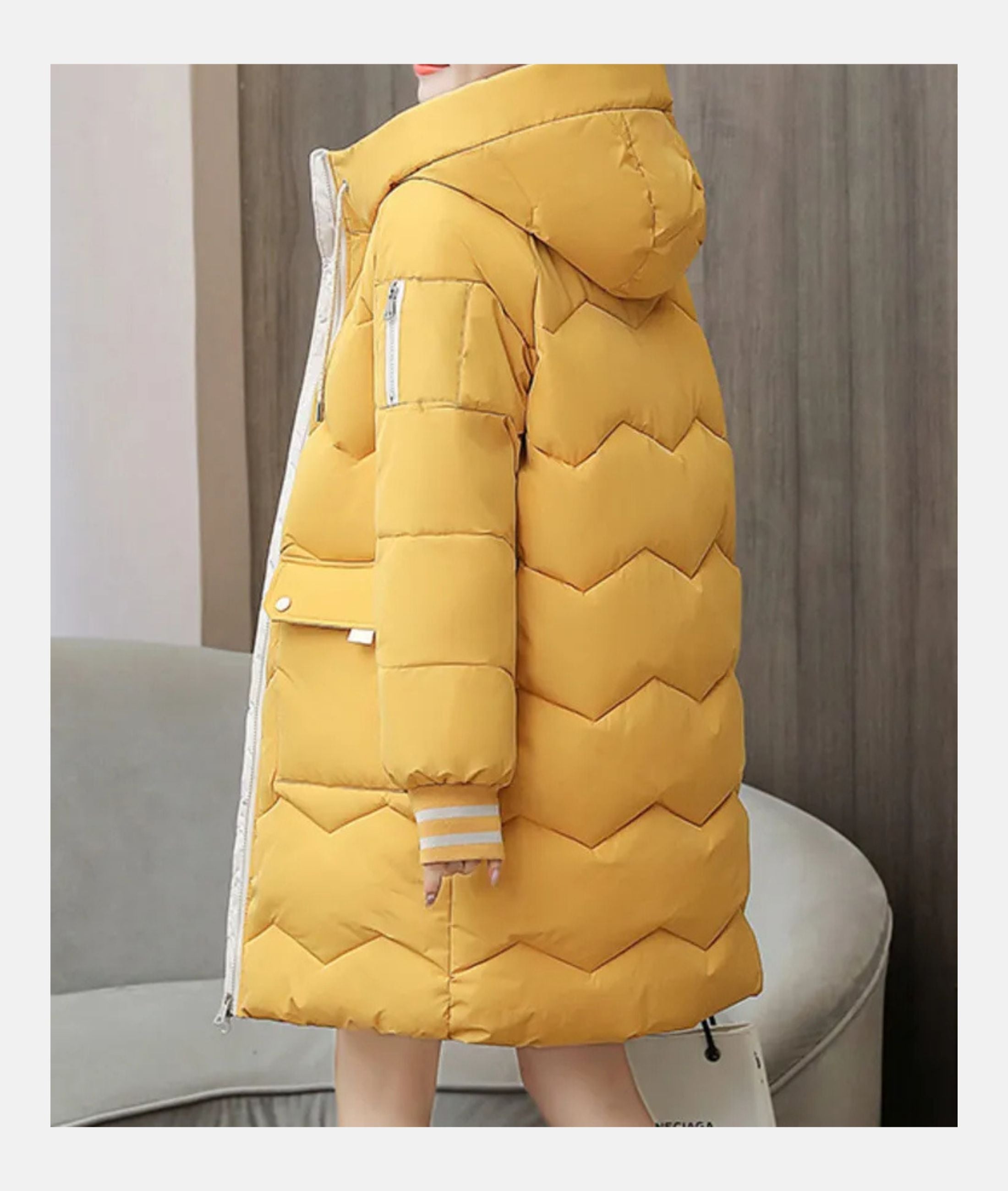 Women’s Hooded Mid-Length Puffer Coat with Warm Insulation