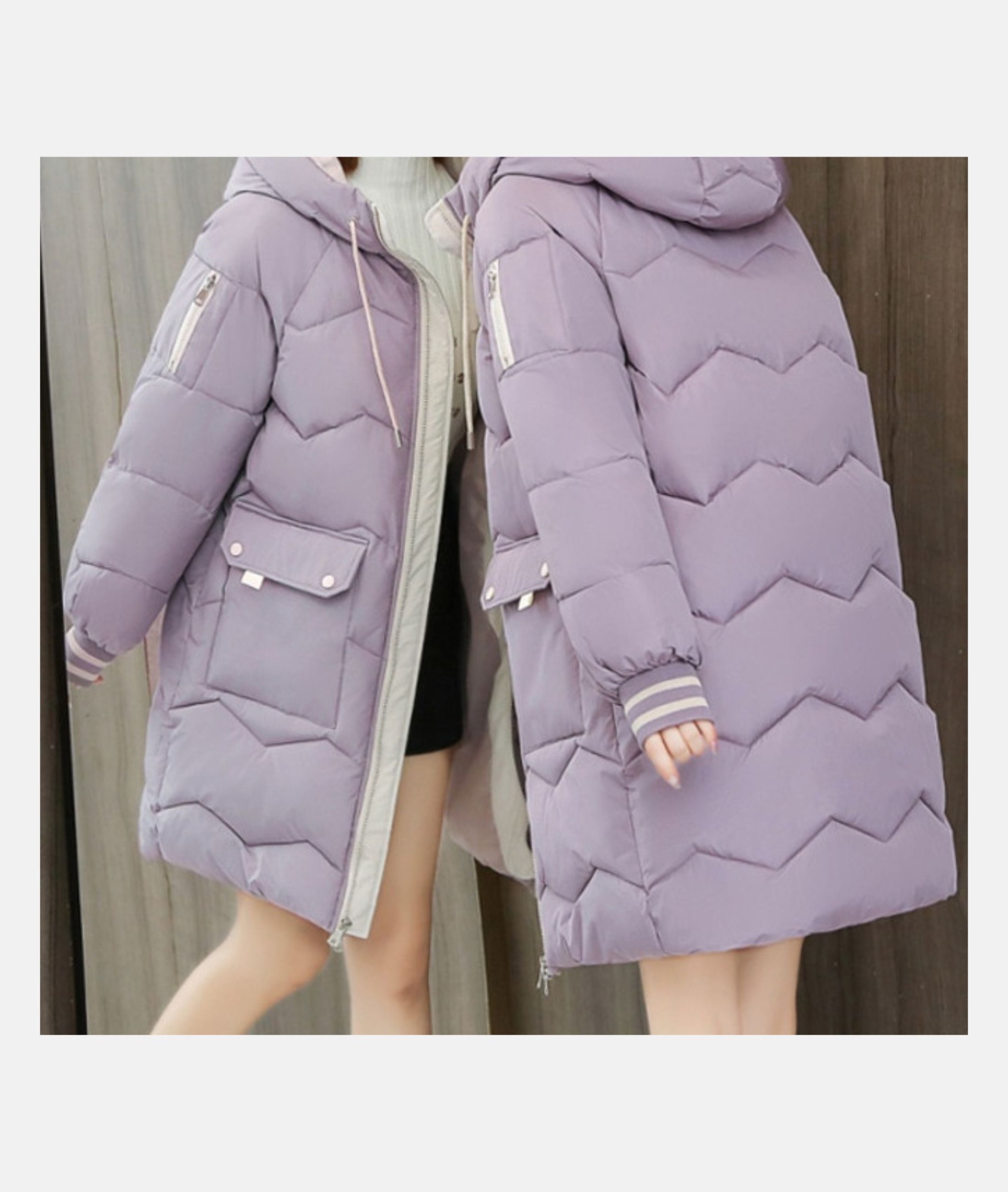 Women’s Hooded Mid-Length Puffer Coat with Warm Insulation