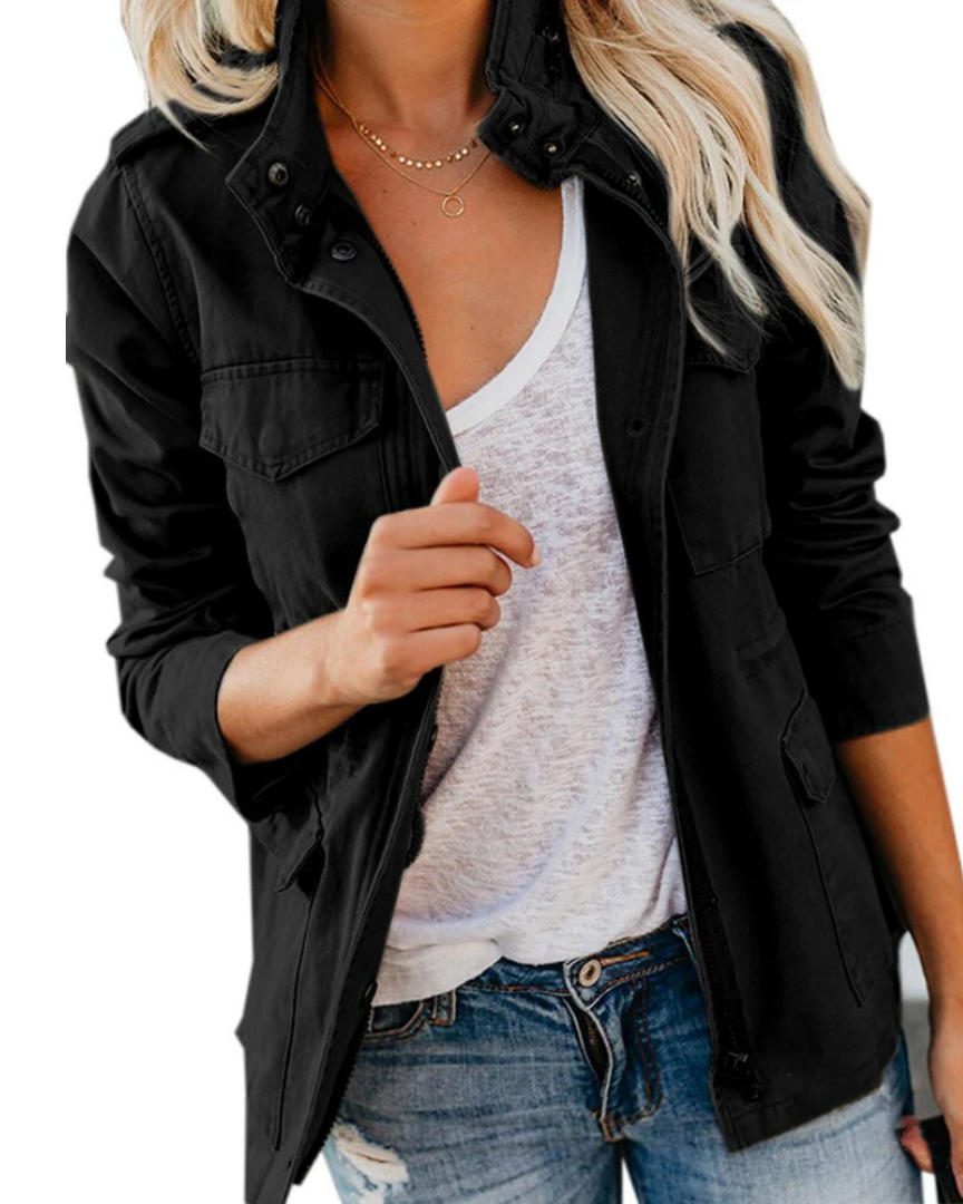 Women’s Casual Utility Jacket – Lightweight Button-Up Everyday Outerwear