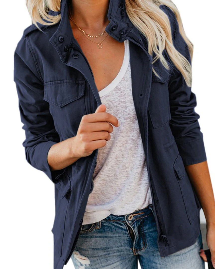 Women’s Casual Utility Jacket – Lightweight Button-Up Everyday Outerwear